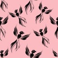 Black phoenix girl sihlouette in a seamless pattern design