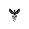 Black Phoenix Mythical Bird Icon for Logo Design Royalty Free Stock Photo