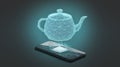 Black phone artificial intelligence kettle neural chip mockup, dark background