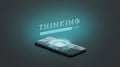 Black phone artificial intelligence thinking process mockup, dark background