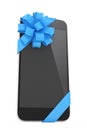 Black phone with bow. 3D rendering. Royalty Free Stock Photo