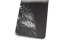 Black phone with a broken sensor and screen, cracked touchscreen glass on a white background isloate Royalty Free Stock Photo