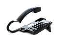 Black phone with floating handset Royalty Free Stock Photo