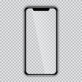 Black phone mock up with blank screen on transparent background. Royalty Free Stock Photo