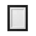 Black photo frame isolated on transparent white background. Portrait vertical rectangle black wooden frame mock up