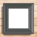 Black photo frame on wood background