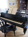 Black piano in room Royalty Free Stock Photo