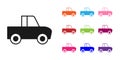 Black Pickup truck icon isolated on white background. Set icons colorful. Vector Royalty Free Stock Photo