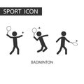 3 black pictogram of badminton set. Royalty Free Stock Photo