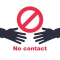 Black pictogram do not contact. Silhouette icon No handshake.