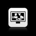 Black Picture art icon isolated on black background. Silver square button. Vector Royalty Free Stock Photo