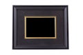 Black picture frame with golden rim isolated on white with clipping path Royalty Free Stock Photo