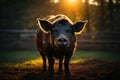 Black Pig on dark background. ai generative