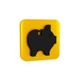 Black Piggy bank icon isolated on transparent background. Icon saving or accumulation of money, investment. Yellow