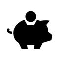 Black piggy bank savings symbol. Banking concept. Money save icon. Economic growth sign. Cash income, investment. Home Royalty Free Stock Photo