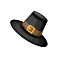 Black Pilgrim hat, cartoon vector illustration for Thanksgiving Royalty Free Stock Photo