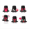 Black pilgrims hat cartoon character with love cute emoticon