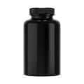 Black pill bottle. Black plastic supplement jar mockup Royalty Free Stock Photo