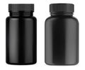 Black pill supplement bottle. Plastic vitamin jar Royalty Free Stock Photo