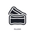 black pillows isolated vector icon. simple element illustration from furniture & household concept vector icons. pillows editable