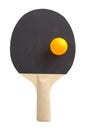 Black Ping Pong Paddle and Yellow Ball Royalty Free Stock Photo