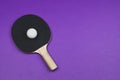 Black ping pong racket isolated on a color background. sport equipment for table tennis