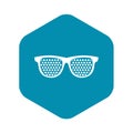 Black pinhole glasses icon, simple style