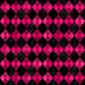 Black and pink argyle seamless plaid pattern. Watercolor hand drawn texture background