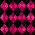 Black and pink argyle seamless plaid pattern. Watercolor hand drawn texture background