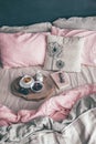 Black and pink bedroom in loft style Royalty Free Stock Photo