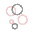 Black and pink brush circles