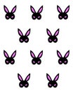 Black Pink bunny bdsm mask. Vector hand drawn design for poster, t shirt print, pattern, social media card, video blog cover, text