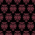 Black And Pink Damask Stylized Seamless Pattern, Vector