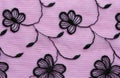 Black on pink flowers lace material texture macro shot Royalty Free Stock Photo