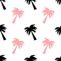 Black and pink palm tree seamless pattern background illustration