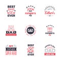 9 Black and Pink Set of Vector Happy fathers day. Typography Vintage Icons. Lettering for greeting cards. banners. t-shirt design Royalty Free Stock Photo