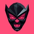 Black And Pink Super Villain Mask: Low Poly, Grotesque Art Of Congo