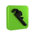 Black Pipe adjustable wrench icon isolated on transparent background. Green square button.