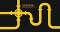 Black Pipeline background concept. Oil or gas flat vector design with black background.