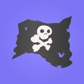 Black Pirate Flag with funny skull Royalty Free Stock Photo