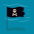 Black pirate flag with skull and bones Royalty Free Stock Photo