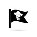 Black pirate flag with skull icon isolated on white background Royalty Free Stock Photo