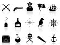 Black pirate icons set