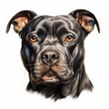 Realistic Pit Bull Dog Illustration: Detailed And Colored Cartoon Style Royalty Free Stock Photo