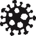 Black pixel Coronavirus Bacteria Cell Icon, 2019-nCoV Novel Coronavirus Bacteria. 8 bit