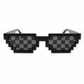 Black Pixelated Sunglasses with Checkerboard Lenses on a White Background mosaic meme Royalty Free Stock Photo