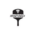 Black pizza peel restaurant vector logo design