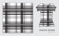 Black plaid tartan seamless pattern vector illustration, t shirt design, fabric texture, patterned clothing Royalty Free Stock Photo