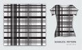 Black plaid tartan seamless pattern vector illustration, t shirt design, fabric texture, patterned clothing Royalty Free Stock Photo