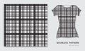 Black plaid tartan seamless pattern vector illustration, t shirt design, fabric texture, patterned clothing Royalty Free Stock Photo